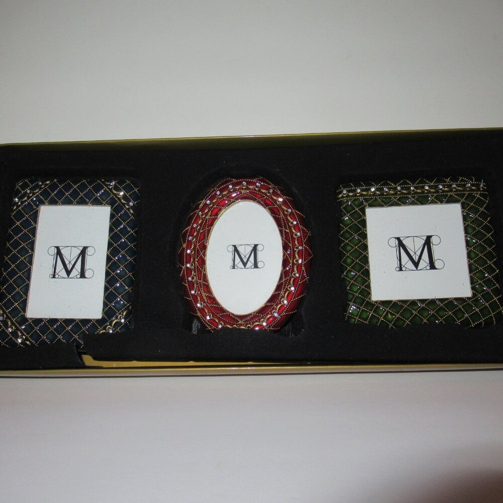 Metropolitan Museum of Art 3 Mini Photo Frames In Box Jeweled Enamel Lattice MMA - Picture 14 of 14